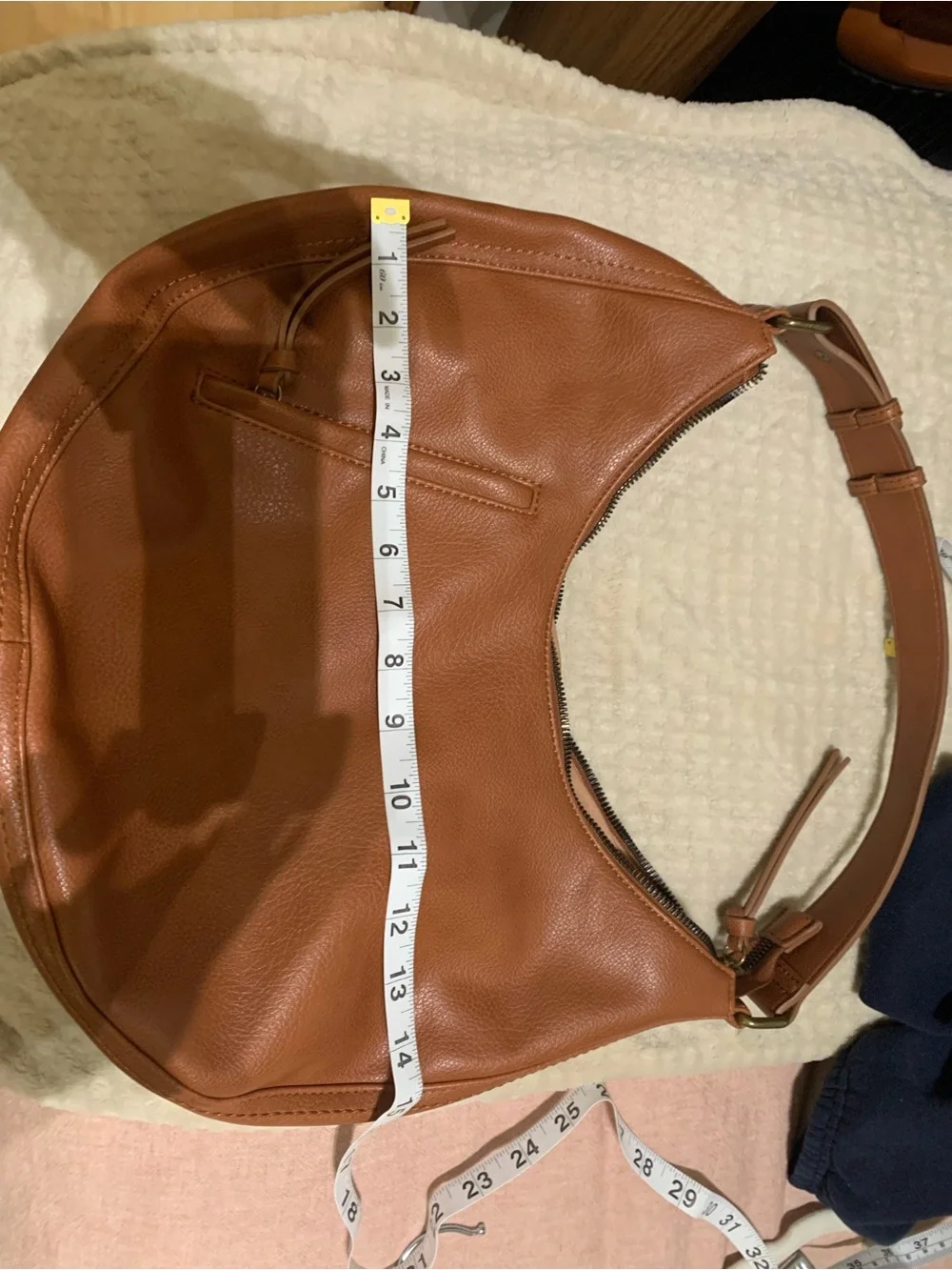 Sonoma Tan Pebbled Leather Hobo Bag
